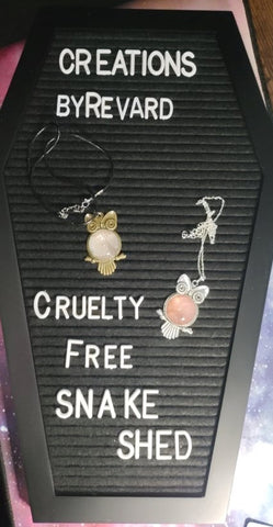 Cruelty Free Snake Shed Owl ( Top Piece ) Necklace