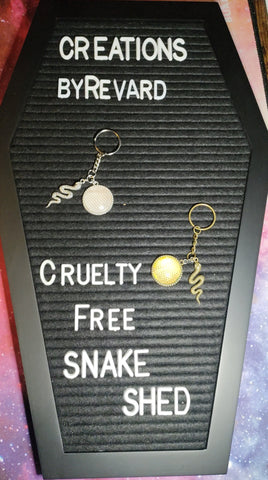 Cruelty Free Snake Shed Tree of Life ( Top piece ) Keychain With a Snake Charm